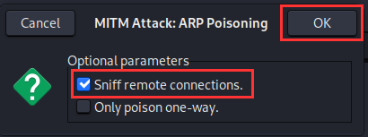 Launching the ARP cache poisoning attack.