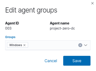 Editing the project-zero-dc agent to place it in the Windows group.