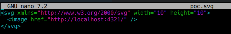 Created a proof-of-concept SVG containing an external resource reference to test whether the application performed server-side URL retrieval.