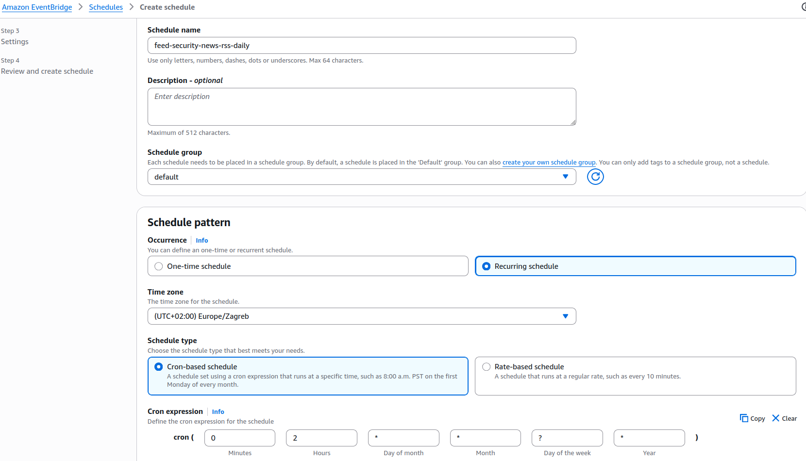 Configured a recurring EventBridge schedule to automatically refresh threat intelligence data.
