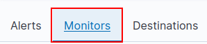 Open the Monitors tab to manage and create alerting monitors.