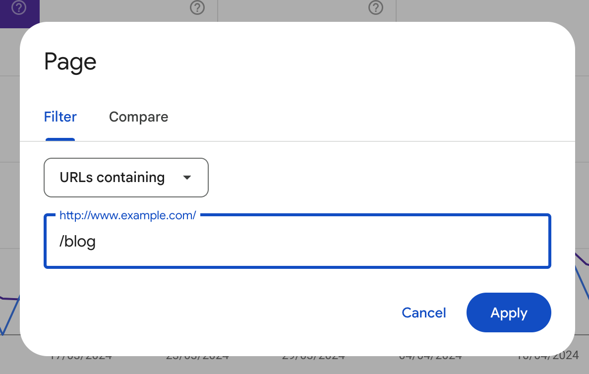 How to filter pages in Google Search Console
