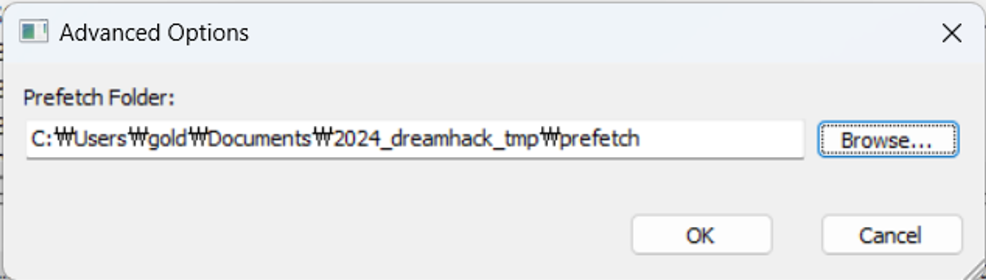 2. WinPreFetch에서 FTK Imager로 수집한 프리패치를 분석하기 위해 경로를 다시 저장